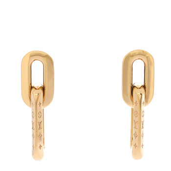 LOUIS VUITTON Metal LV Edge Double Hoop Earrings Gold