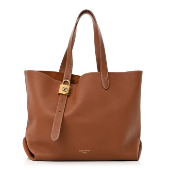 LOUIS VUITTON Grained Calfskin Low Key Cabas MM Cognac