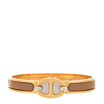 HERMES Enamel Mini Clic Chaine d'Ancre Bracelet PM Marron Glace