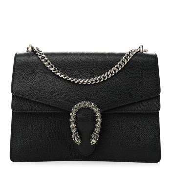 GUCCI Dollar Calfskin Crystal Medium Dionysus Shoulder Bag Black Black Diamond