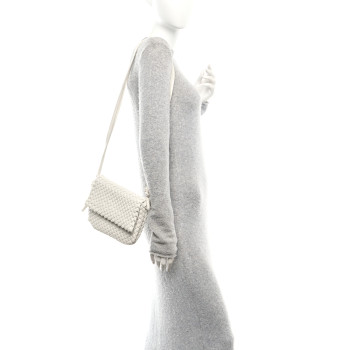 BOTTEGA VENETA Nappa Intrecciato Cobble Messenger Bag White
