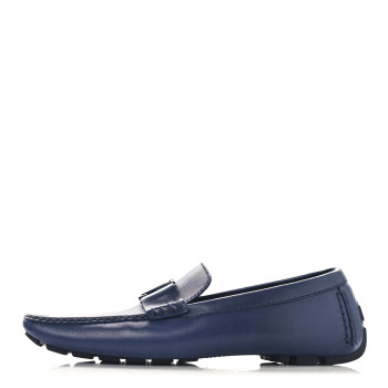 LOUIS VUITTON Damier Mens Monte Carlo Car Shoe Moccasin Loafers 10 Blue