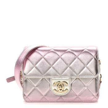 CHANEL Metallic Lambskin Like A Wallet Flap Golden Pink