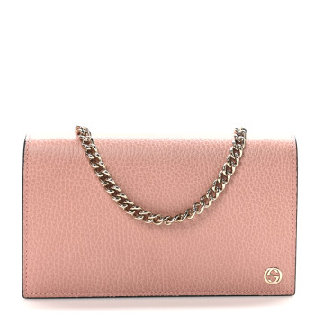 GUCCI Dollar Calfskin Medium Betty Chain Wallet Soft Pink
