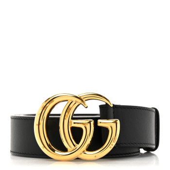 GUCCI Calfskin Double G 30mm Belt 90 36 Black