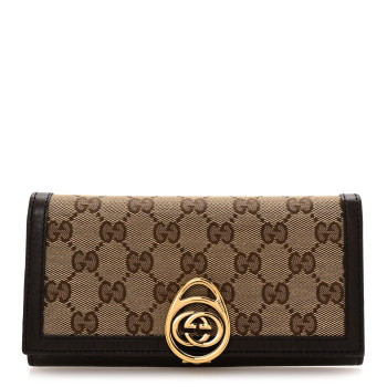 GUCCI Monogram Interlocking GG Continental Wallet Dark Brown