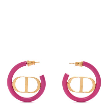 CHRISTIAN DIOR Metal 30 Montaigne Hoop Earrings Aged Gold Pink