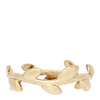 TIFFANY 18K Yellow Gold Narrow Paloma Picasso Olive Leaf Band Ring 49 4.75