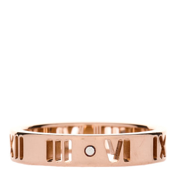 TIFFANY 18K Rose Gold Diamond Atlas Pierced Ring 46 3.75