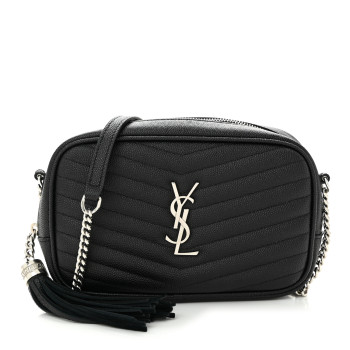 SAINT LAURENT Grain De Poudre Matelasse Monogram Mini Lou Camera Bag Black
