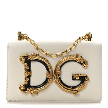 DOLCE & GABBANA Calfskin DG Girls Phone Shoulder Bag White