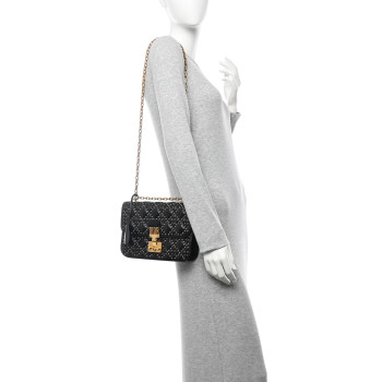 CHRISTIAN DIOR Lambskin Cannage Studded Large Dioraddict Flap Bag Black