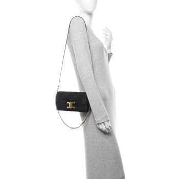 CELINE Raffia Calfskin Multipochette Black