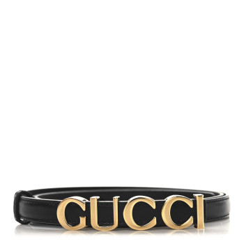 GUCCI Plutone Calfskin Gucci Buckle 20mm Thin Belt 100 40 Black
