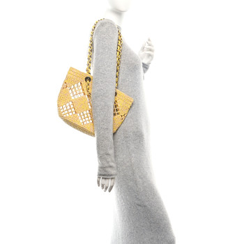 CHANEL Straw Raffia Tote Beige Yellow