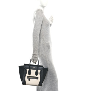 CELINE Bullhide Calfskin Micro Bi-Color Luggage Black White