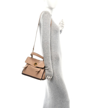 SAINT LAURENT Calfskin Canvas Small Muse Two Beige