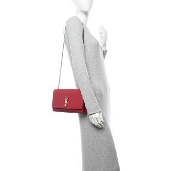 SAINT LAURENT Grain De Poudre Medium Monogram Kate Satchel New Lipstick