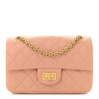CHANEL Aged Calfskin Quilted 2.55 Reissue Mini Flap Beige