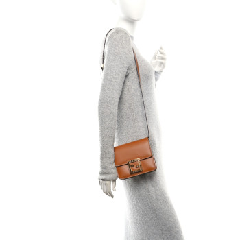 FENDI Vitello King Crystal Fab Crossbody Bag Cuoio