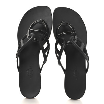 HERMES Rubber Womens Egerie Sandals 37 Black