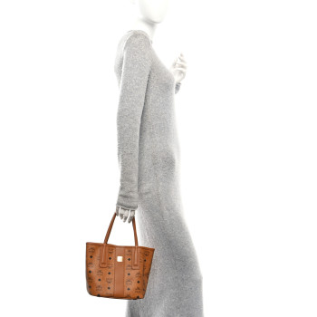 MCM Visetos Mini Liz Reversible Shopper Tote Cognac