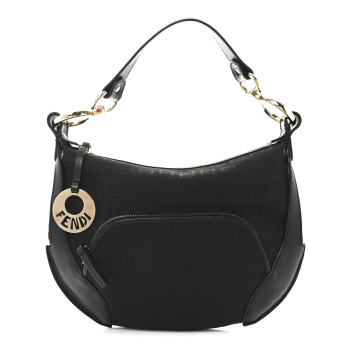 FENDI Zucchino Cuoio Chef Pocket Shoulder Bag Black