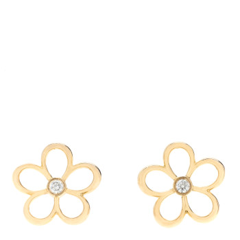 TIFFANY 18K Yellow Gold Diamond Small Open Flower Earrings