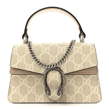 GUCCI GG Supreme Monogram Mini Dionysus Top Handle Bag Beige Mystic White Oatmeal