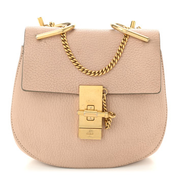 CHLOE Grained Lambskin Mini Drew Shoulder Bag Cement Pink