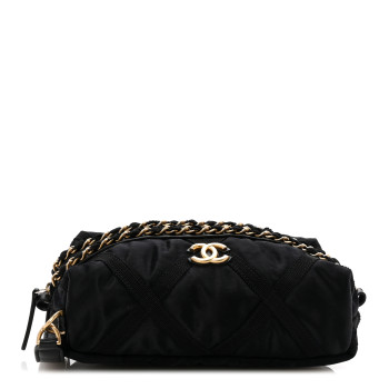 CHANEL Nylon Grosgrain Lifestyle Pouch With Sleep Mask Black