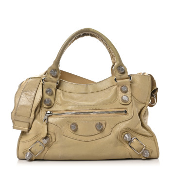 BALENCIAGA Agneau Giant 21 Silver Hardware City Sahara