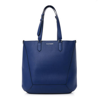 ALEXANDER MCQUEEN Grained Calfskin Medium Edge Tote Blue