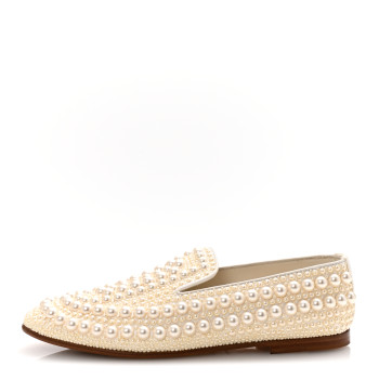 JIMMY CHOO Pearl Satin Varsha Flats 37 White