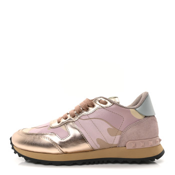 VALENTINO GARAVANI Metallic Nappa Suede Camouflage Womens Rockrunner Sneakers 36 Multicolor