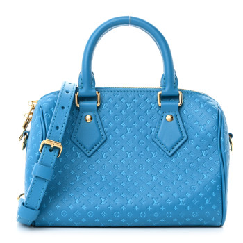 LOUIS VUITTON Calfskin Nanogram Embossed Speedy Bandouliere 20 Blue