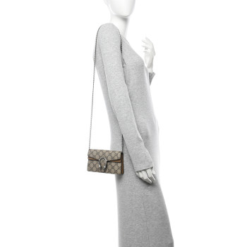 GUCCI GG Supreme Monogram Super Mini Dionysus Shoulder Bag Taupe
