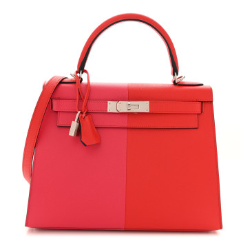 HERMES Epsom Casaque Kelly Sellier 28 Rouge Coeur Rose Extreme Bleu Zanzibar