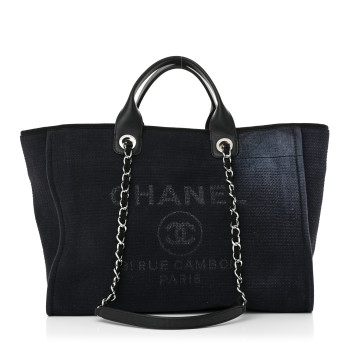 CHANEL Mixed Fibers Medium Deauville Tote Black