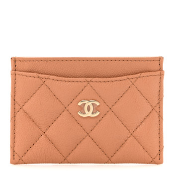 CHANEL Caviar Quilted Card Holder Brown