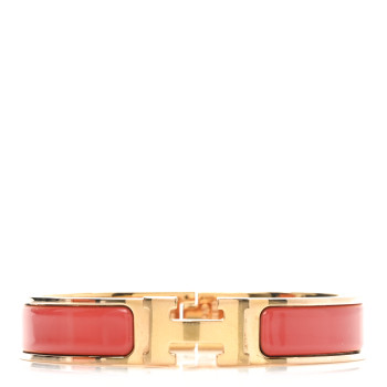HERMES Enamel Narrow Clic Clac H Bracelet GM Rose Patch