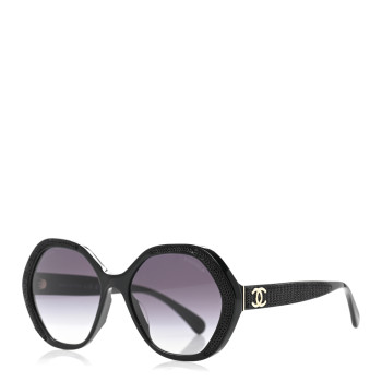 CHANEL Acetate Sequin Round Sunglasses 5451-A Black