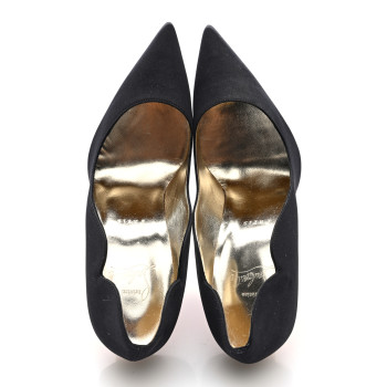 CHRISTIAN LOUBOUTIN Crepe Satin Crystal LipStrass 100 Pumps 38 Black