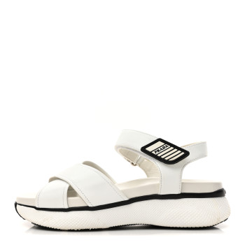 PRADA Calfskin Velcro Womens 50mm Sandals 37 White