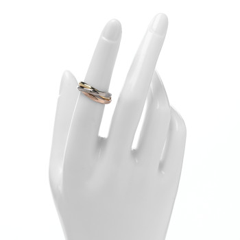 CARTIER 18K Pink Yellow White Gold Small Trinity Ring 50 5.25