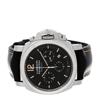 PANERAI Stainless Steel Calfskin 44mm Luminor Daylight Chronograph Automatic Watch Black PAM00356