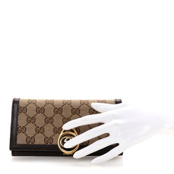 GUCCI Monogram Interlocking GG Continental Wallet Dark Brown