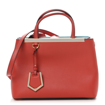 FENDI Vitello Dolce Century Petite 2Jours Tote Bloody Mary Turchese Pallido