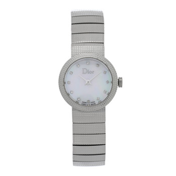 CHRISTIAN DIOR Stainless Steel Diamond Mother of Pearl 23mm La D De Dior Quartz Watch