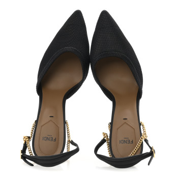 FENDI Mesh Chain 85mm Slingback Pumps 39 Black